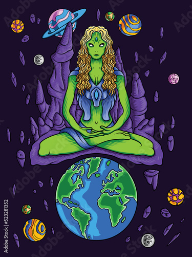 Goddess alien meditation healing in space