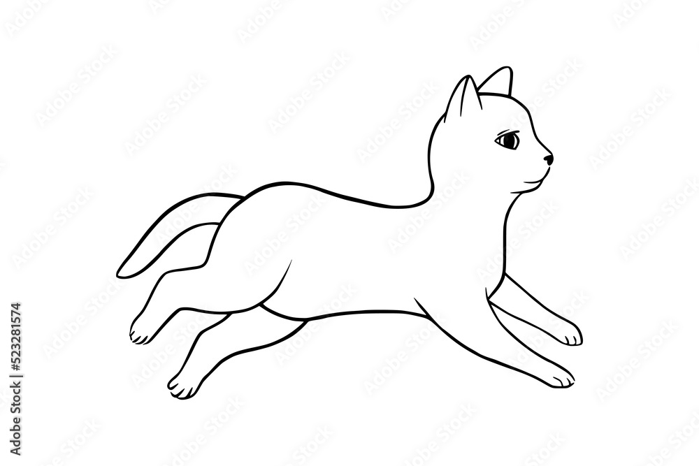 Lying cat black sketch. Playful cat in doodle style. Cute vector illustration isolated in white background Lying cat black sketch. Playful cat in doodle style. Cute vector illustration isolated in white background