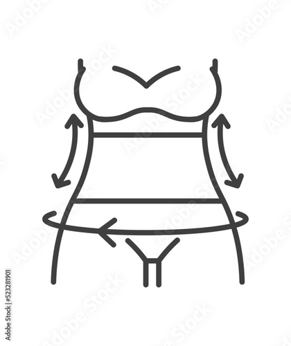 Dimensions of waist and hips, women measurements