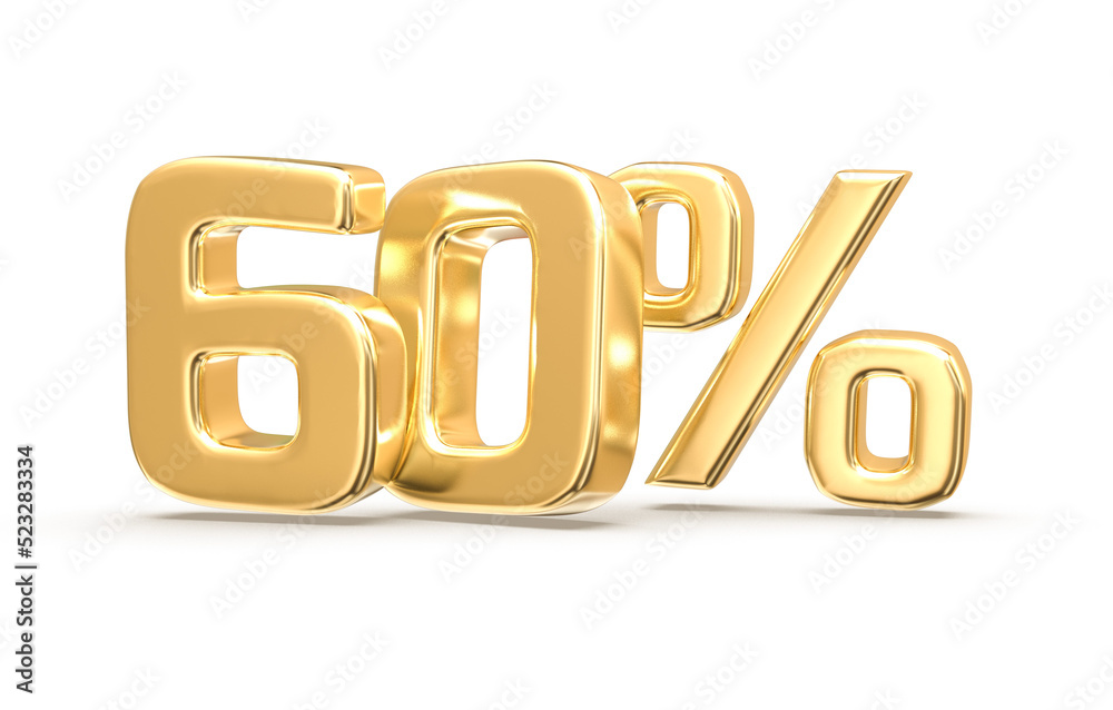 Golden number 60 3d render Golden number 60 3d render