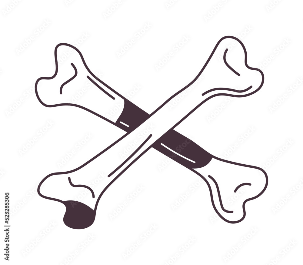 Crossed bones, skeleton sketch for tattoo vector Crossed bones, skeleton sketch for tattoo vector