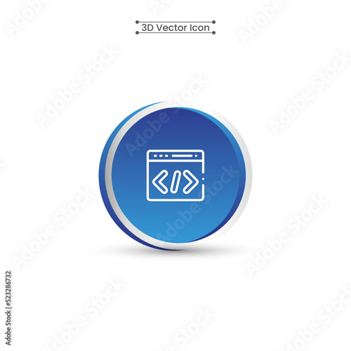 3D Web Application Development Icon Vector Illustration