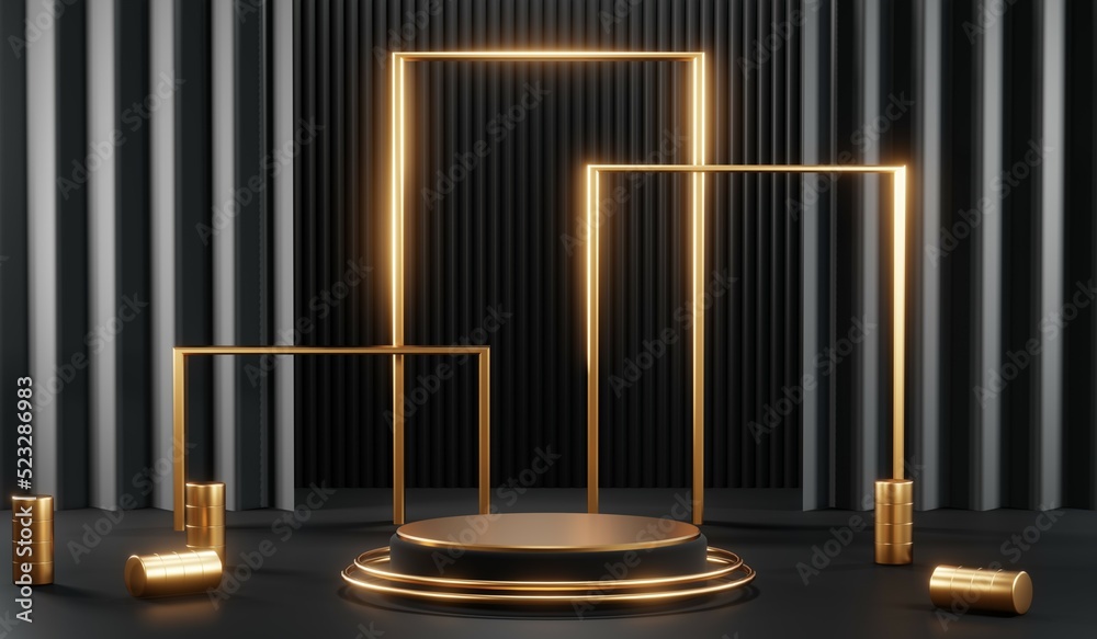 3D rendering of blank product background for cream cosmetics Modern black podium background 3D rendering of blank product background for cream cosmetics Modern black podium background