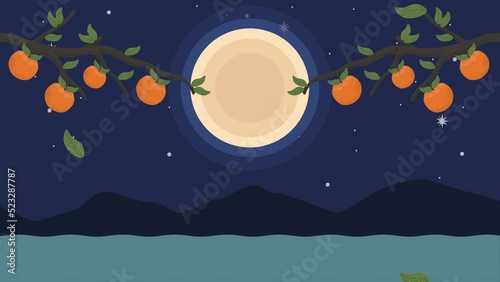 happy chuseok animation with fullmoon