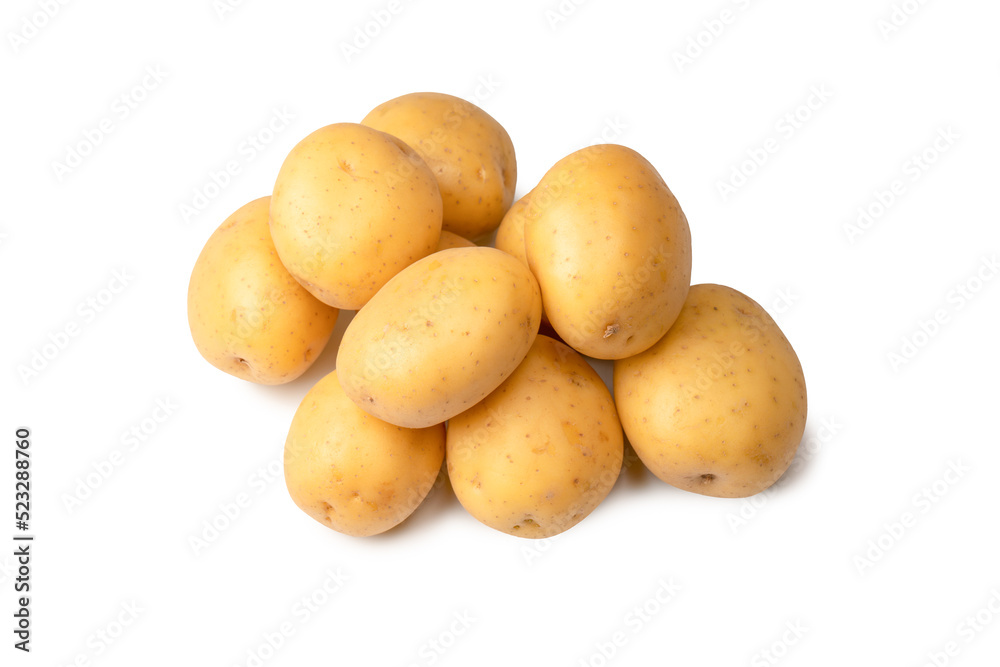 A group of fresh tasty potato isolated on white background. A group of fresh tasty potato isolated on white background.