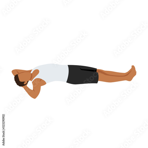 Man doing Final seated posture or Savasana exercise. Flat vector illustration isolated on white background