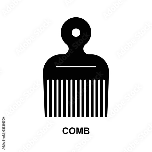 Afro comb icon isolated on white background vector illustration.