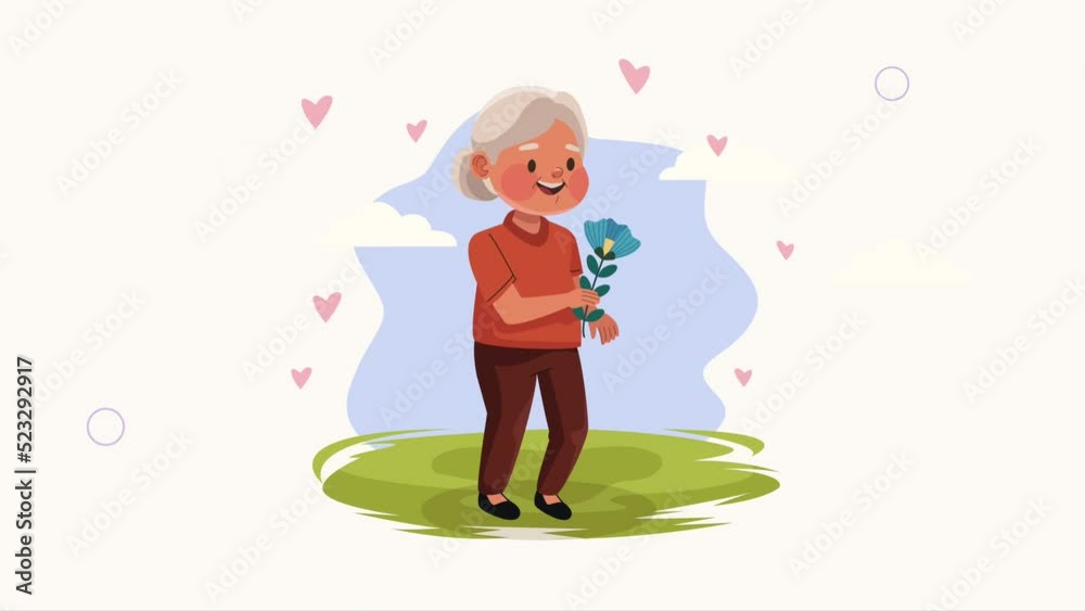 happy grandmother walking character animation happy grandmother walking character animation