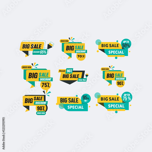 Special offer banner, hot sale, big sale, super sale, sale banner vector, black, yellow, green, red and orange vector banner