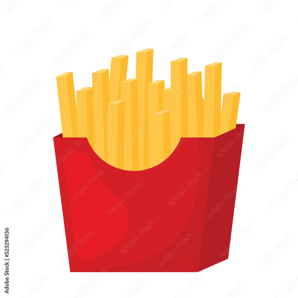 French Fries Vector Fast Food Icon Clipart Cartoon Animated Illustration in White Background French Fries Vector Fast Food Icon Clipart Cartoon Animated Illustration in White Background