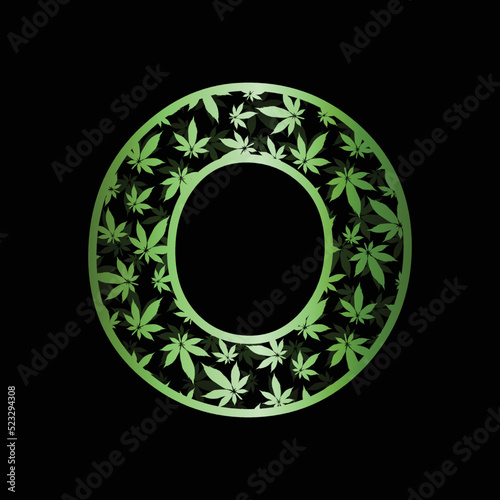 Letter O with marijuana leaf