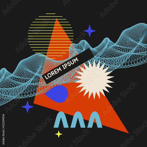 Composition with geometric shapes. Abstract background for design. Trendy stylish graphics