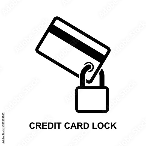 Credit card lock icon isolated on white background vector illustration.