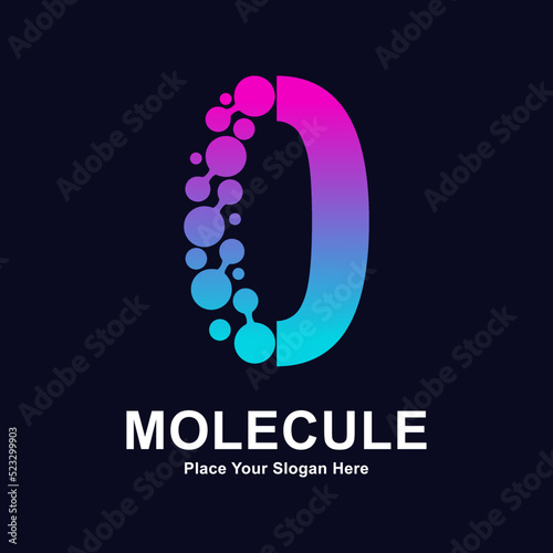 Number 0 molecule dots logo vector design. Suitable for business, initial, Medicine, science, technology, laboratory, electronics