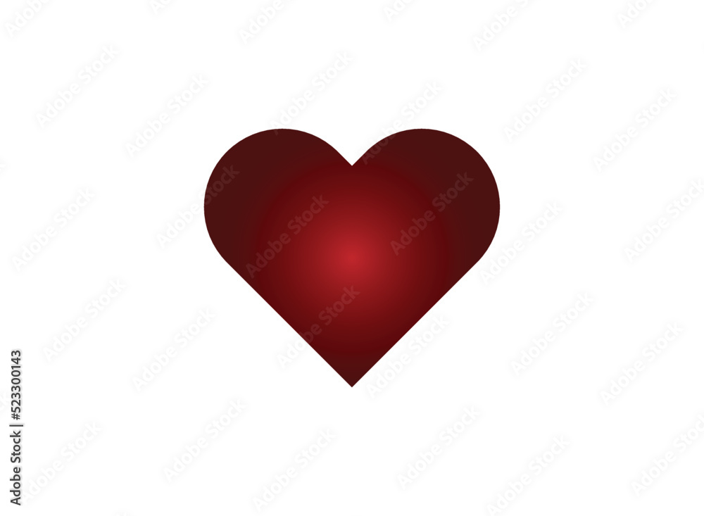 Red heart icon isolated on white background. Modern flat valentine love sign. Trendy vector hart shape, symbol for web site design,