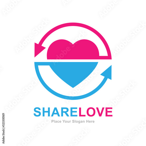 Share love with arrow vector logo template. Suitable for business, web, health, people