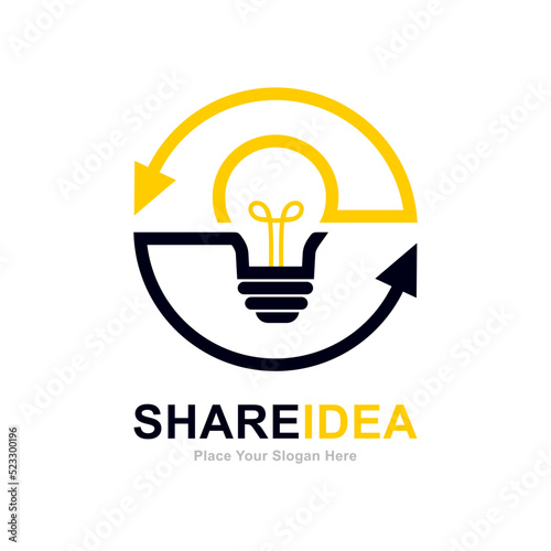 Share idea with bulb arrow logo vector template. Suitable for business, idea and brain