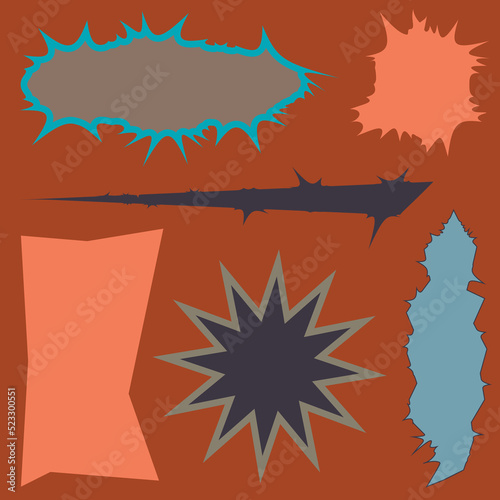 A set of abstract retro burst cut out shapes.