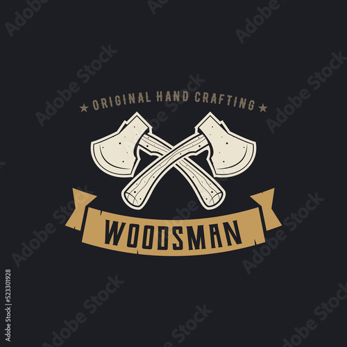 vintage logo woodsman template illustration