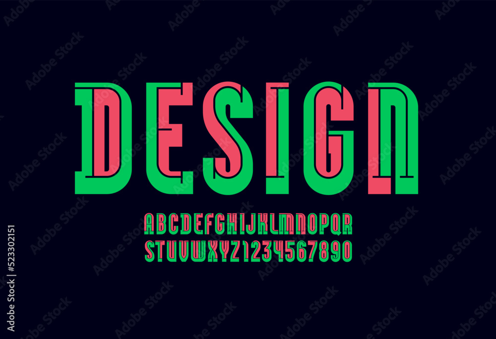 Design font, modern alphabet, trendy letters and numbers for you design
