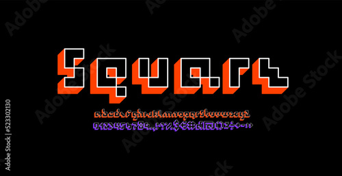 Alphabet made in cubes style, font 3d, letters and number, vector illustration 10eps