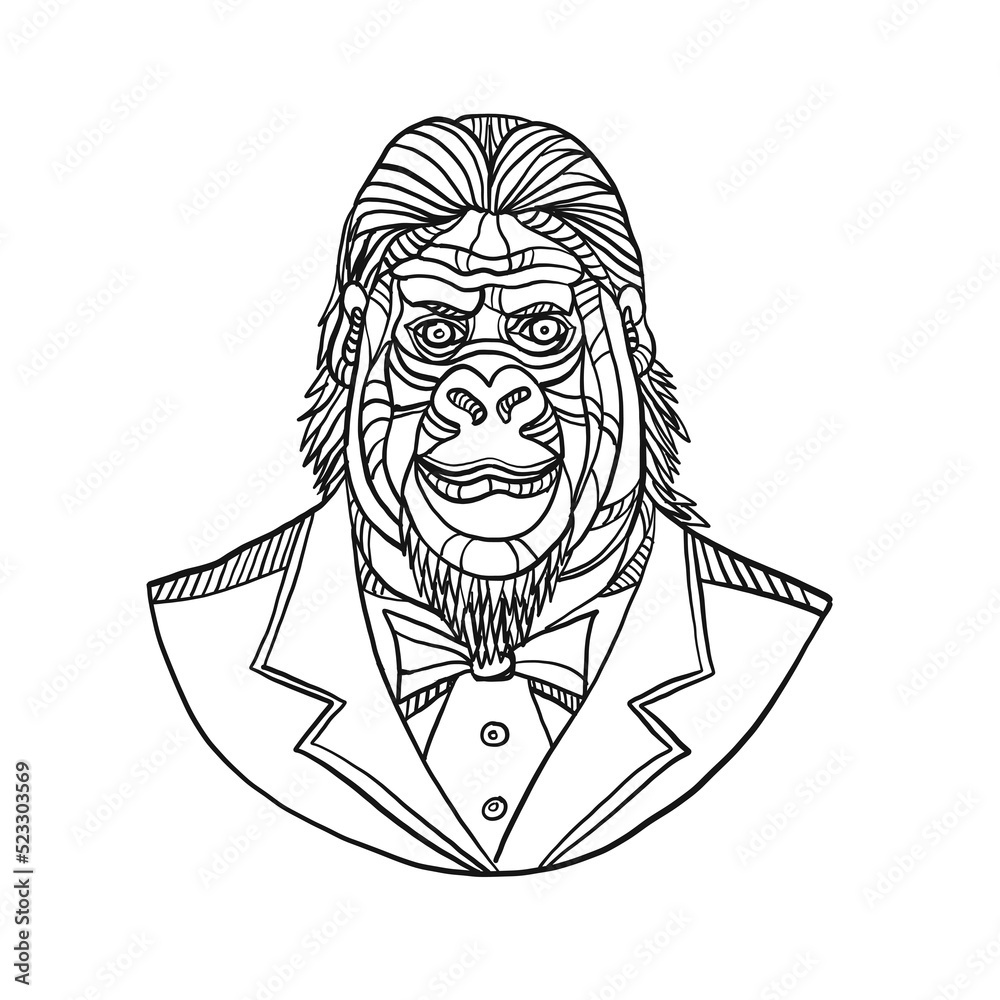 Gorilla Wearing Tuxedo Bust Monoline Gorilla Wearing Tuxedo Bust Monoline