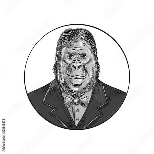 Gorilla Wearing Tuxedo Drawing