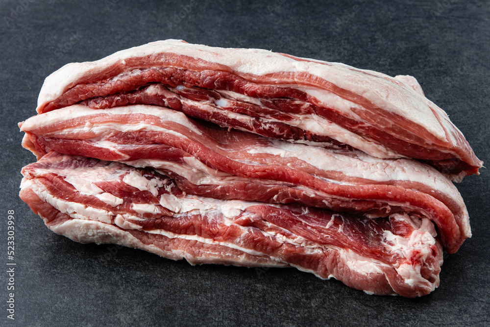 Piece of fresh raw pork from the neck set, without any ingredients or decoration