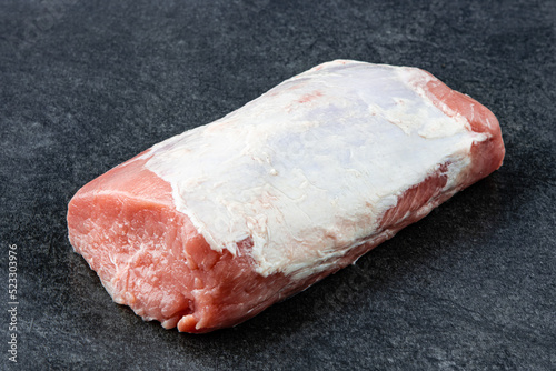 Piece of fresh raw pork from the neck set, without any ingredients or decoration