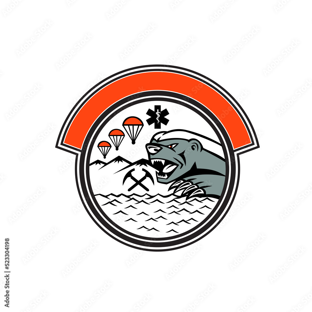 Sea Air Mountain Rescue Honey Badger Mascot Sea Air Mountain Rescue Honey Badger Mascot