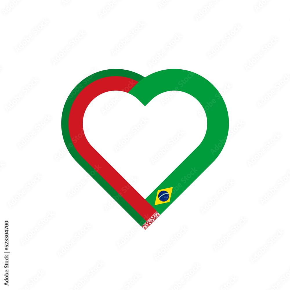 unity concept. heart ribbon icon of belarus and brazil flags. vector illustration isolated on white background unity concept. heart ribbon icon of belarus and brazil flags. vector illustration isolated on white background