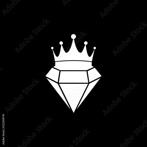 Diamond with crown icon isolated on dark background