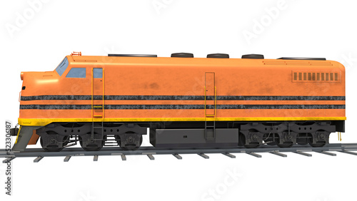 Locomotive train 3D rendering on white background