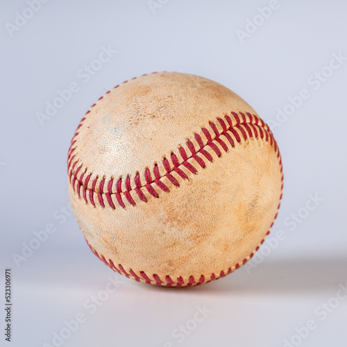 Worn baseball isolated on white background, sport