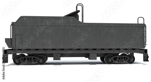 Railway Coal Carrying Car for Steam Train 3D rendering