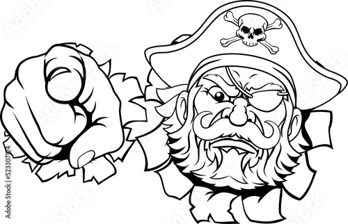 A pirate cartoon character ...