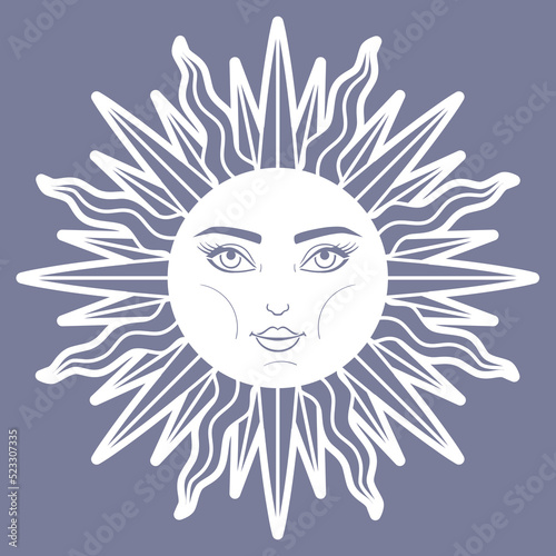 Template for laser cutting. Decorative element sun. Vector