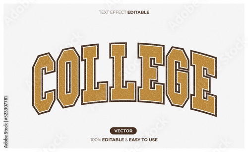 College text effect, grunge text style editable