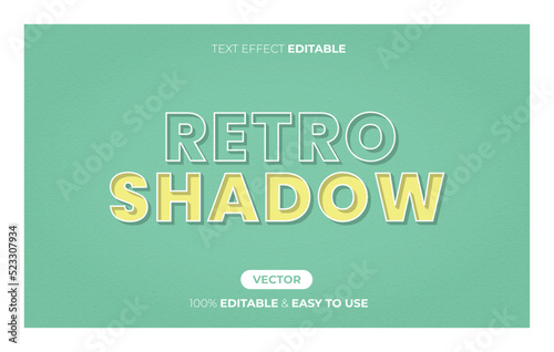 Editable retro text effect, modern shadow text style
