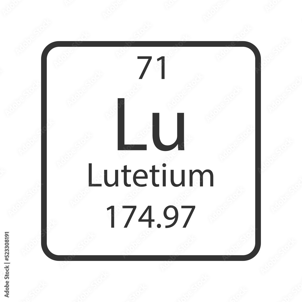 Lutetium symbol. Chemical element of the periodic table. Vector illustration.