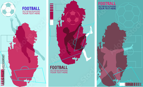 Poster layout design for FOOTBALL tournament, Layout design template . Sports background Qatar 2022.