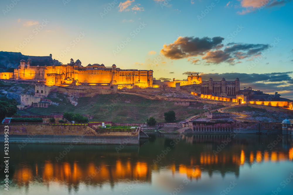 Night view of Amber fort in Jaipur, Rajasthan
