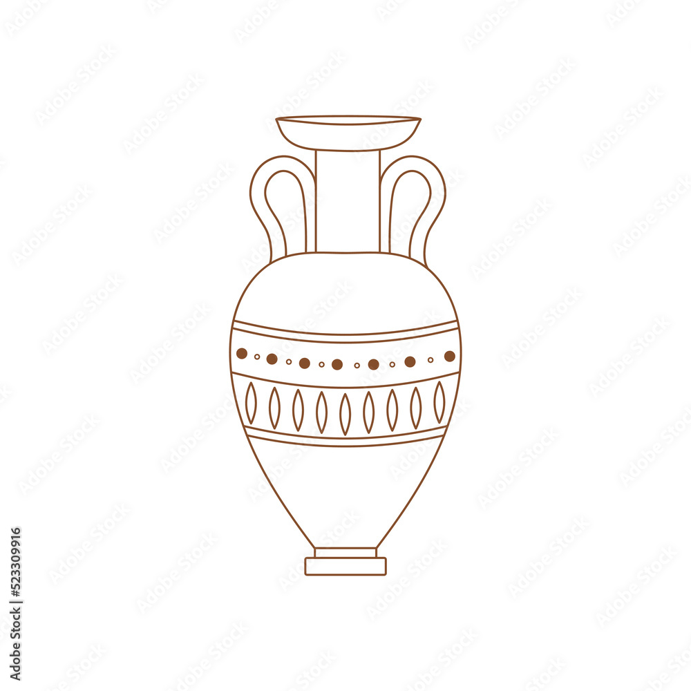 Linear Greek vase or amphoras. Vase pottery, ancient pot Greek. Vector design.