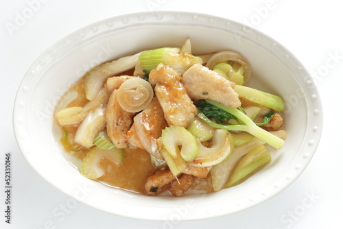 Chinese food, chicken bone and celery stir fried