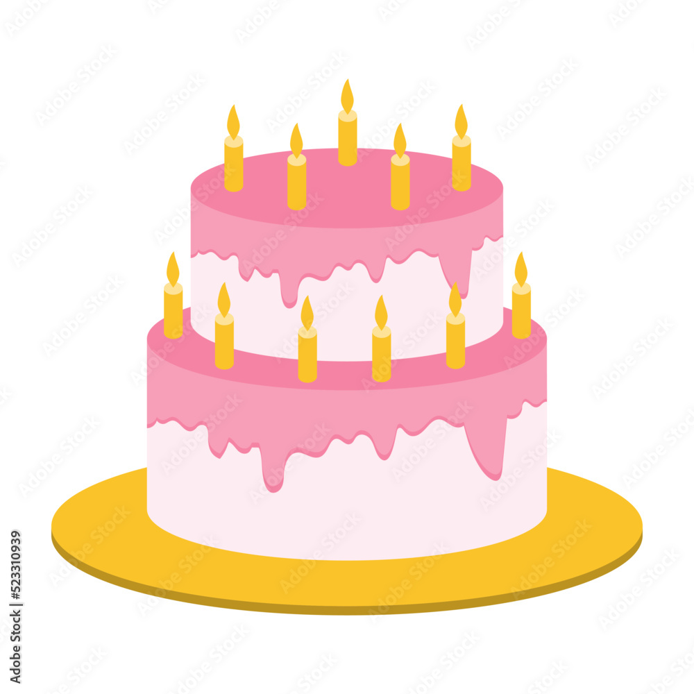 Festive two-tiered wedding cake with candles Festive two-tiered wedding cake with candles