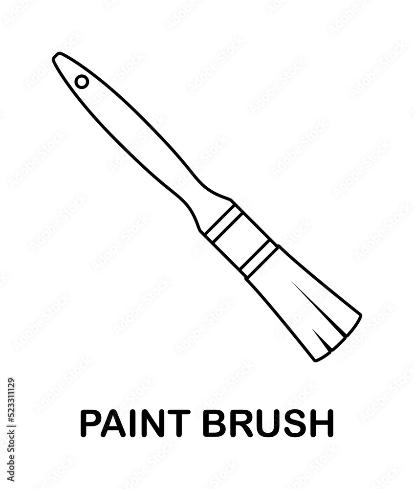 Obraz premium Coloring page with Paint brush for kids