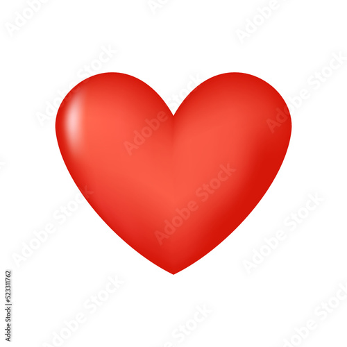 Red heart. Realistic 3d design icon heart symbol love. Vector illustration