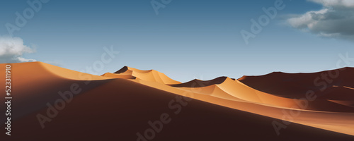 Desert landscape at daylight under blue sky