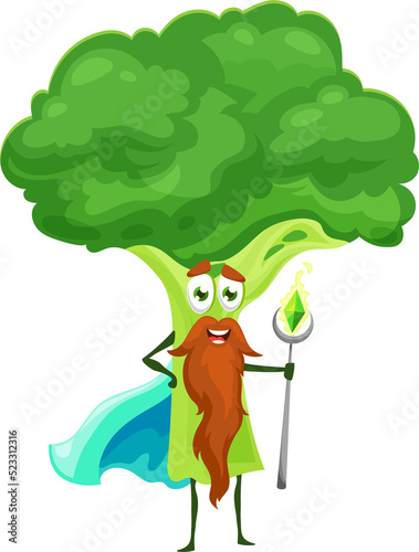 Fototapeta Naklejka Na Ścianę i Meble -  Cartoon broccoli vegetable magician character
