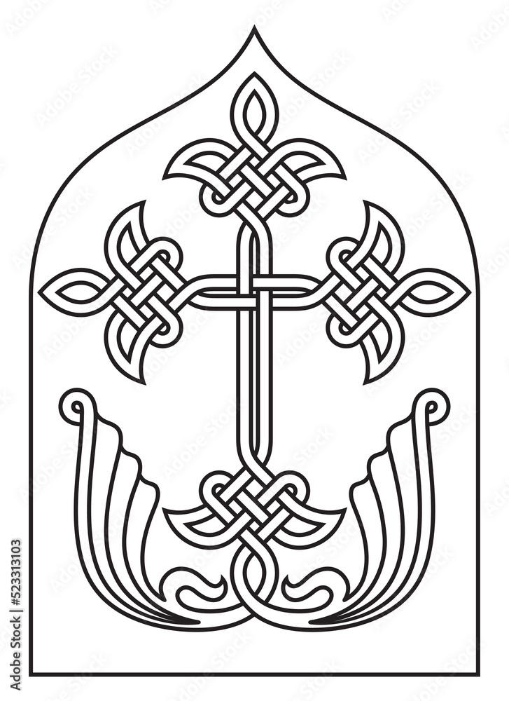 The Albanian Apostolic Church or the Church of Caucasian Albania.  Ancient Caucasian Albania cross and national symbol. Caucasian Albanian (Azerbaijani) Cross.
